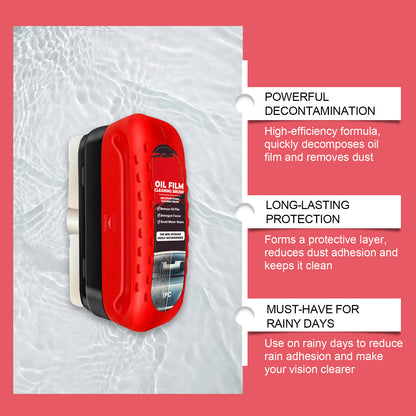 Automotive Oil Film Cleaning Brush, Windshield Cleaner Tool, All In One Wipe On Oil Film Remover, Car Glass Oil Film Cleaner With Reusable Foam Sprayer